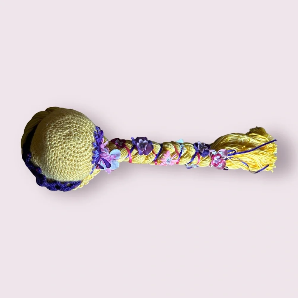 Kids Handmade Rupunzel Crocheted Yarn Wig Dress Up Costume Halloween
